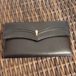 Vintage 80s Roger Gimbel Black Vegan Leather Trifold Wallet Minimalist Quietlux